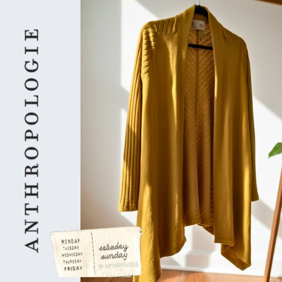 Anthropologie Saturday Sunday Cardigan Sweater Women's XS I Gold Yellow Fleece - Picture 1 of 8